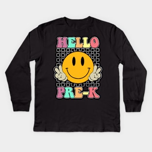 Funny Cute Hello Pre-K Retro Pre-K Back to School Teacher Kids Kids Long Sleeve T-Shirt